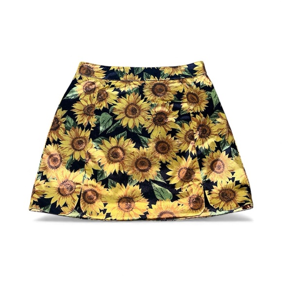 Dolls Kill Dresses & Skirts - CURRENT MOOD Sunflower Print Satin Mini Skirt